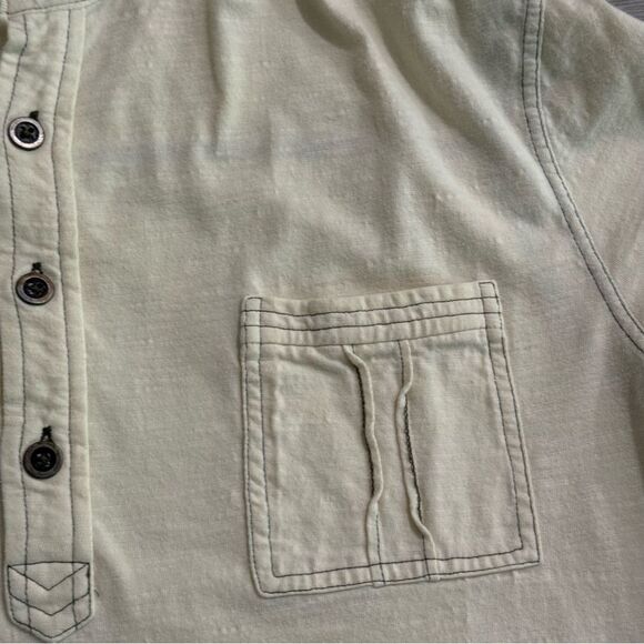 Gap 100% Cotton Cream Henley Long Sleeve Shirt Size Large - Picture 3 of 7